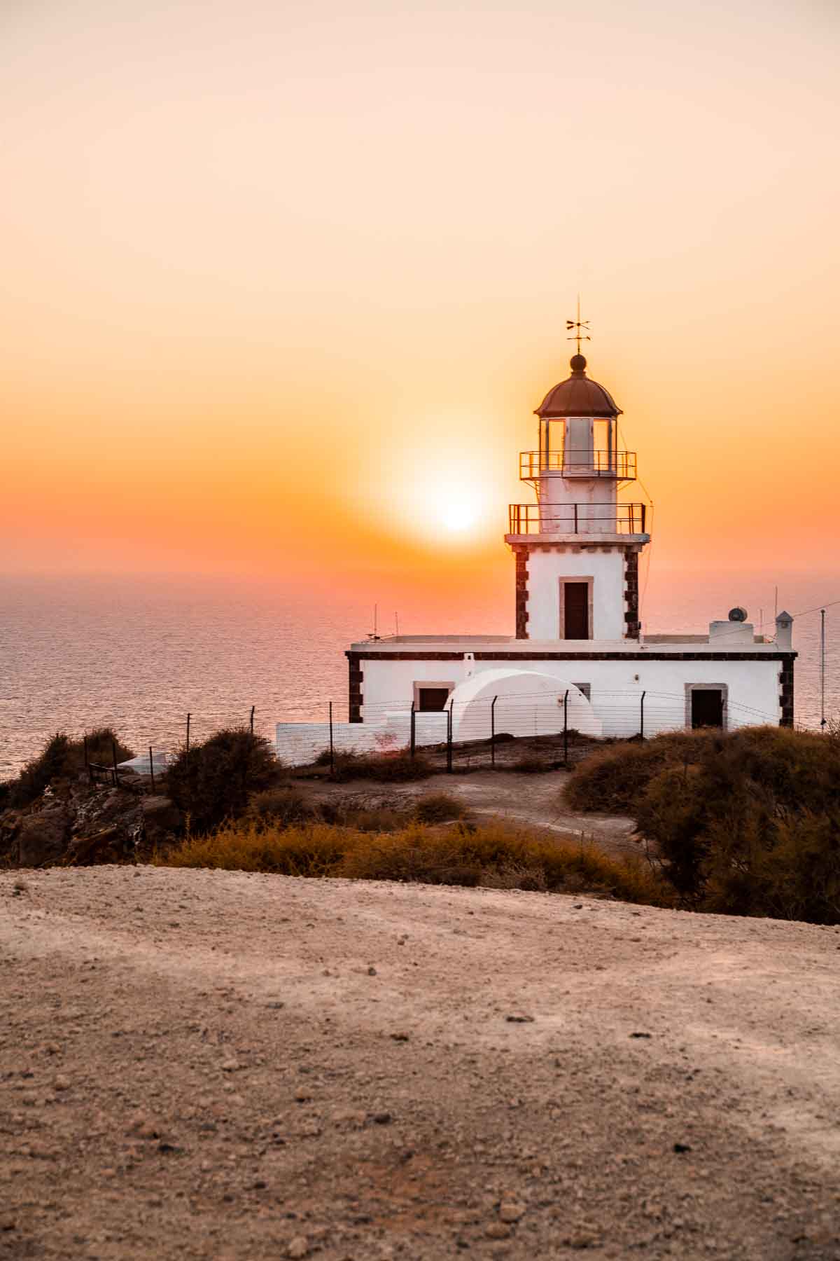 Sunset at the Akrotiri Lighthouse in Santorini