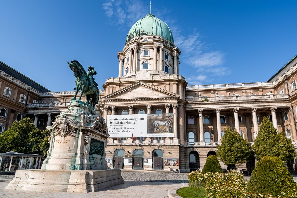 View of the Buda Castle and the Statue of Prince Eugene of Savoy