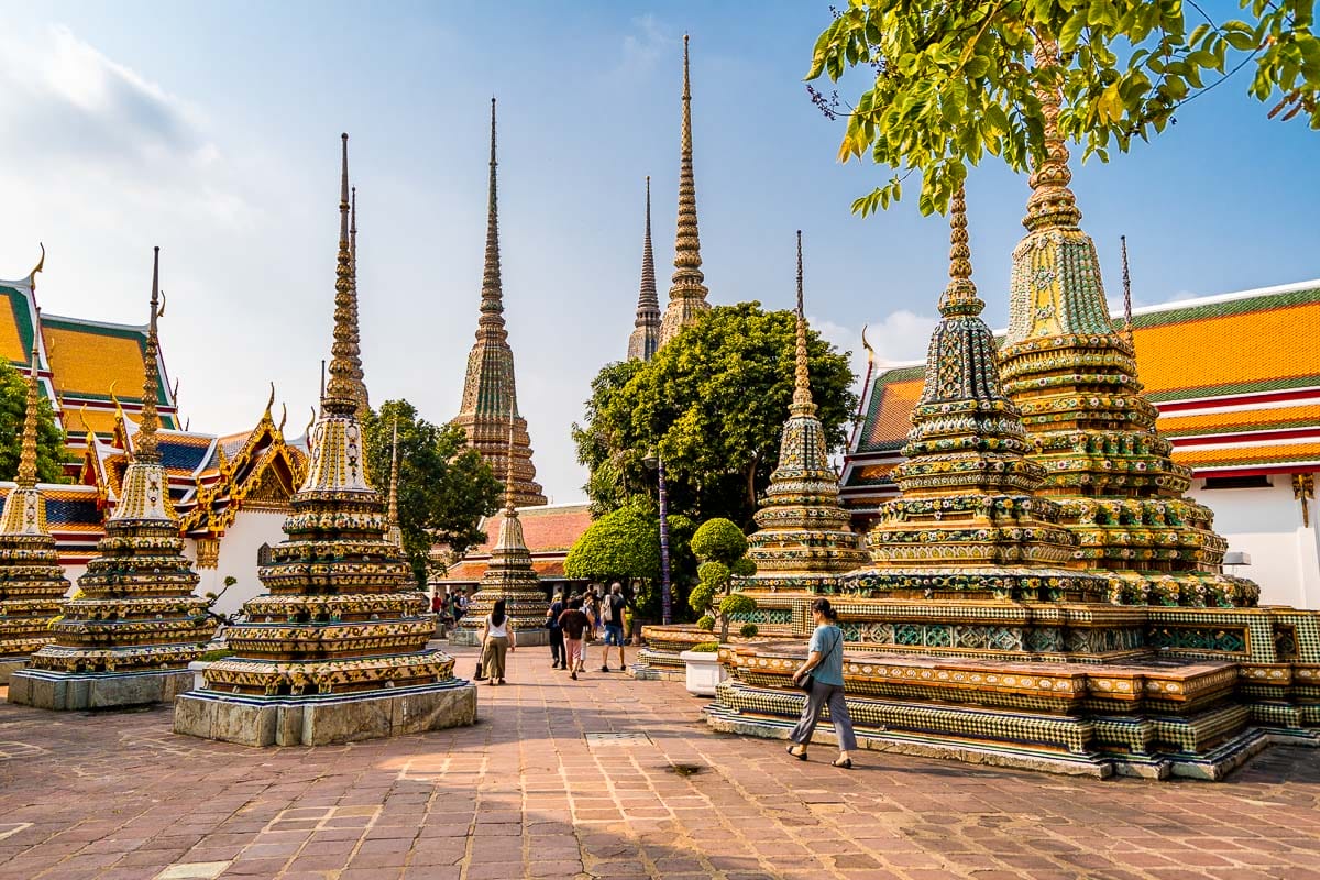 Golden stupas at Wat Pho in Bangkok