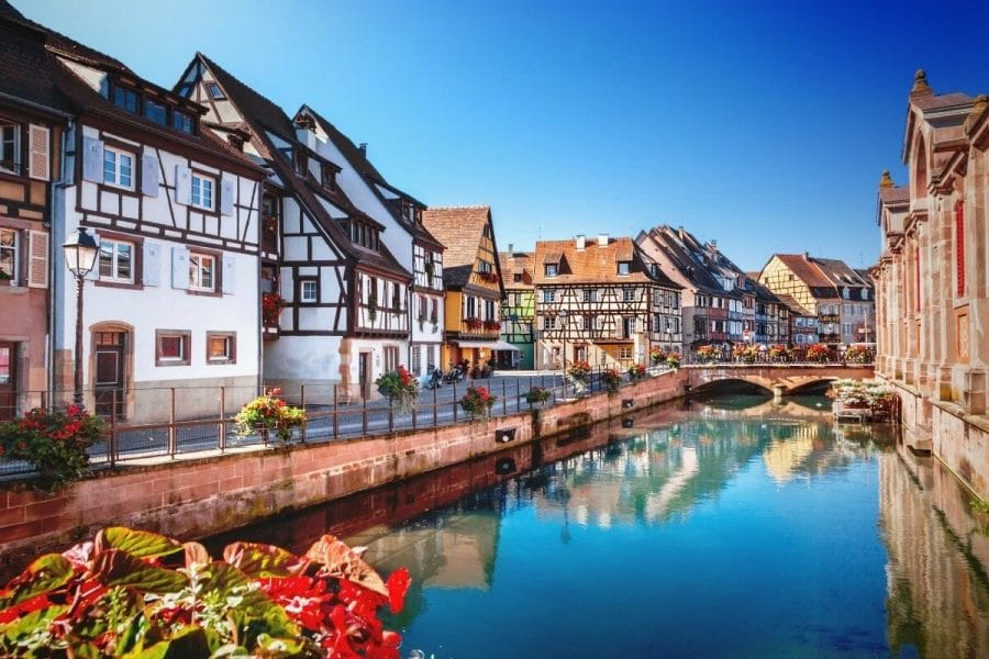 Colorful houses by the river in Colmar, France
