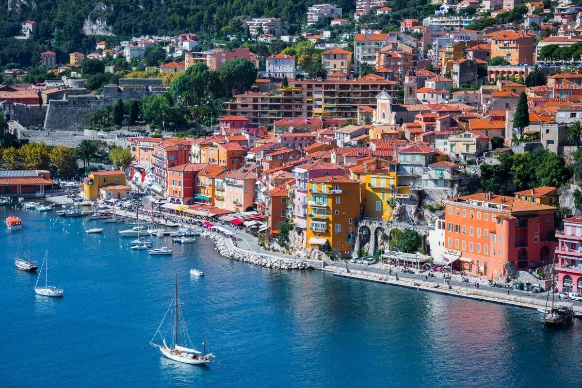 Aerial view of Villefranche-sur-Mer, France
