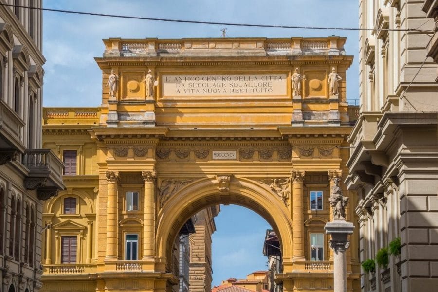Archway on Piazza della Repubblica in Florence, Italy