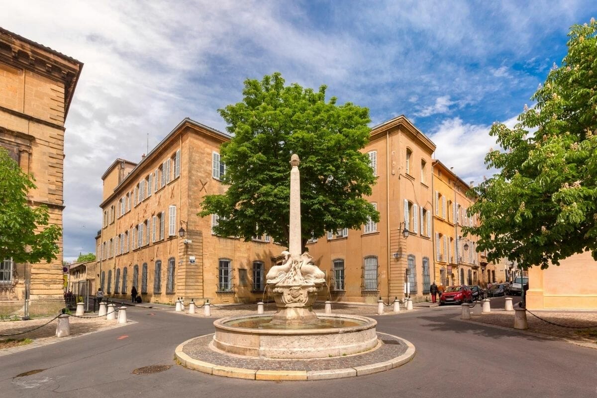 Beautiful square in Aix-en-Provence, France