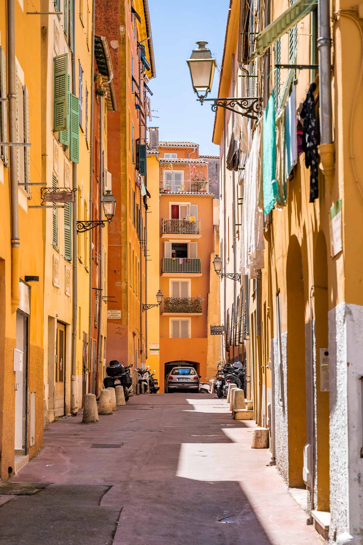 Colorful buildings in the Old Town of Nice, France
