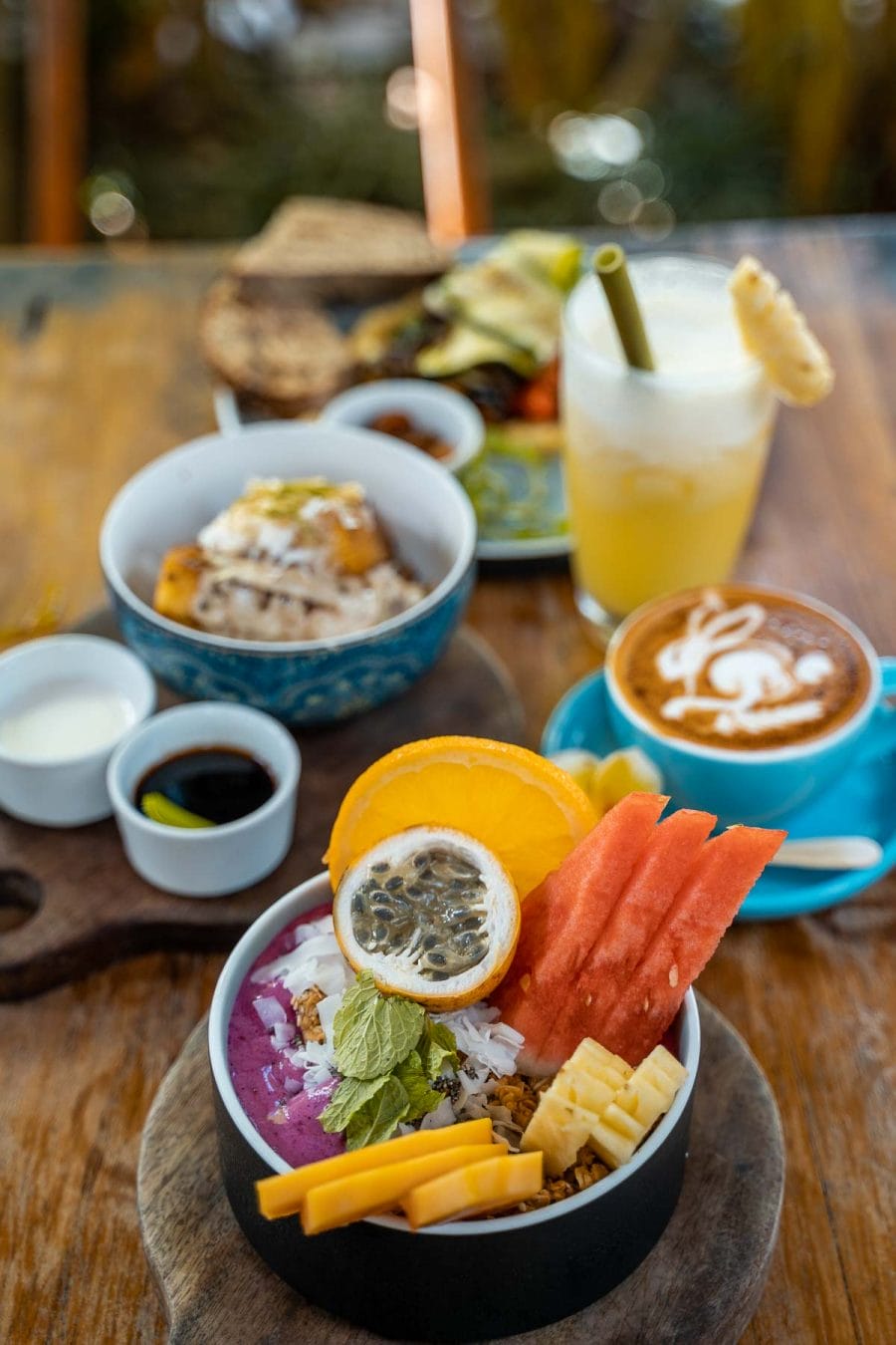 Breakfast spread at the Shady Shack in Canggu, Bali