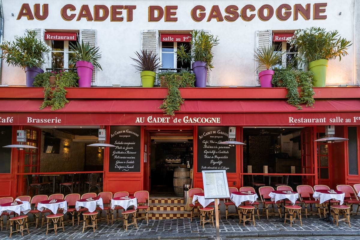 Typical Parisian cafe in Montmartre, Paris