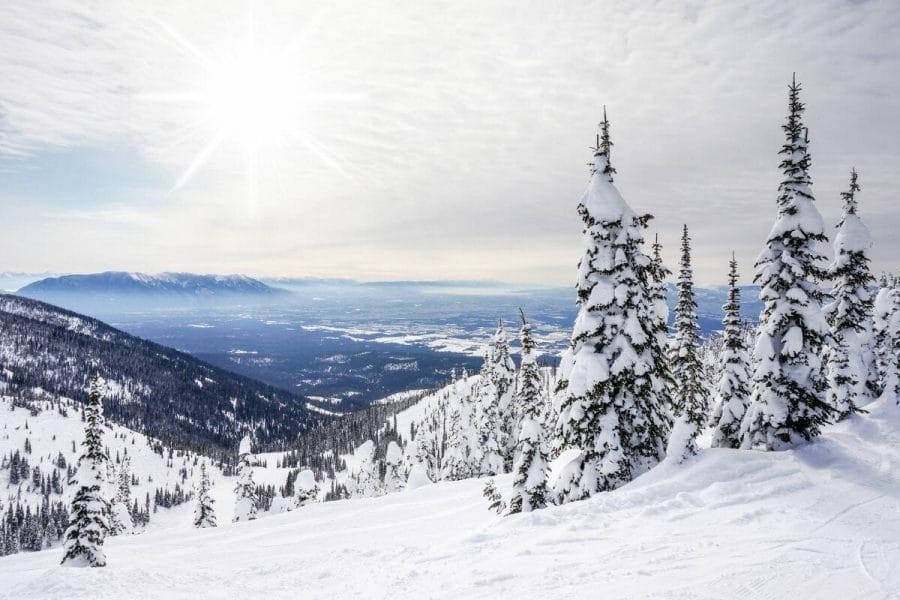 Winter landscape on Big Mountain in Whitefish, Montana, USA