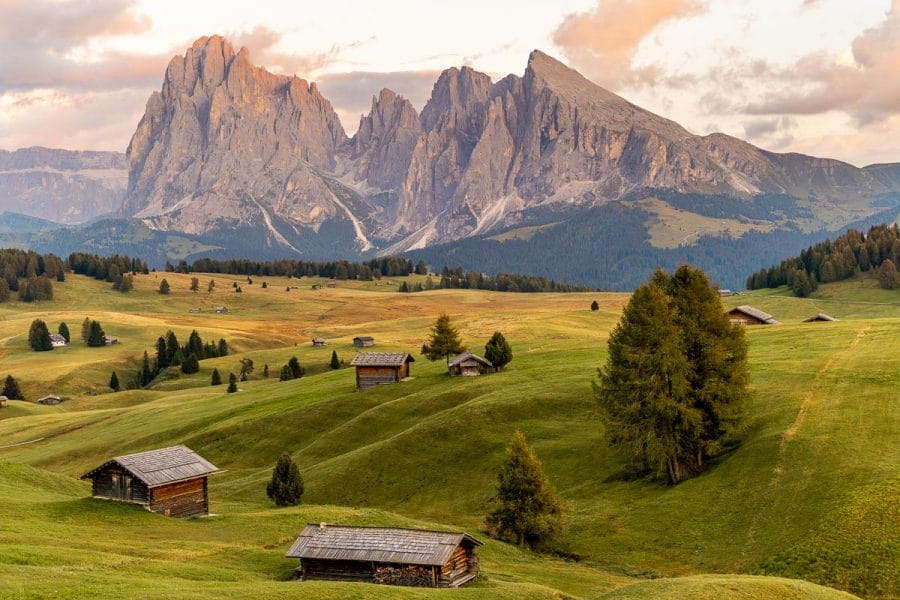 You can't miss the picturesque Alpe di Siusi on your Dolomites road trip