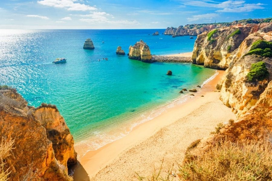 Beautiful sandy beach near Lagos in Algarve, Portugal
