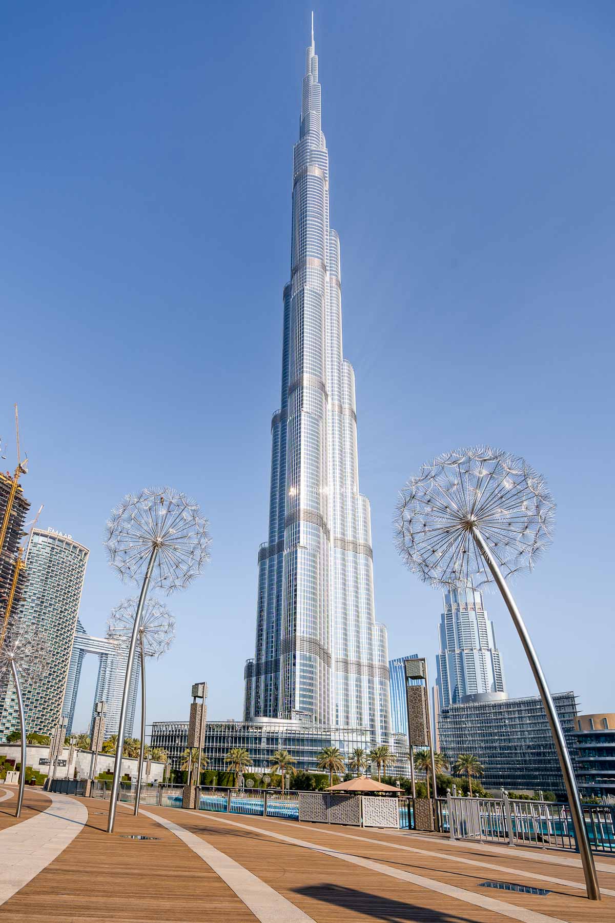 View of the Burj Khalifa from Burj Park by Emaar in Dubai