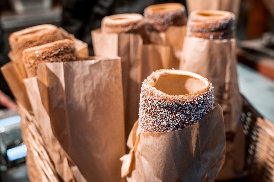 Chimney cakes at the Christmas markets in Budapest