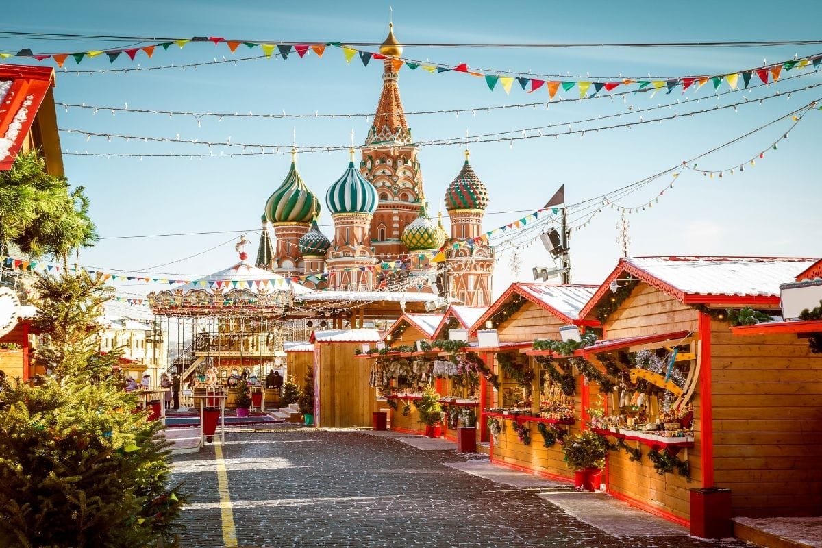 Christmas market in Moscow, Russia