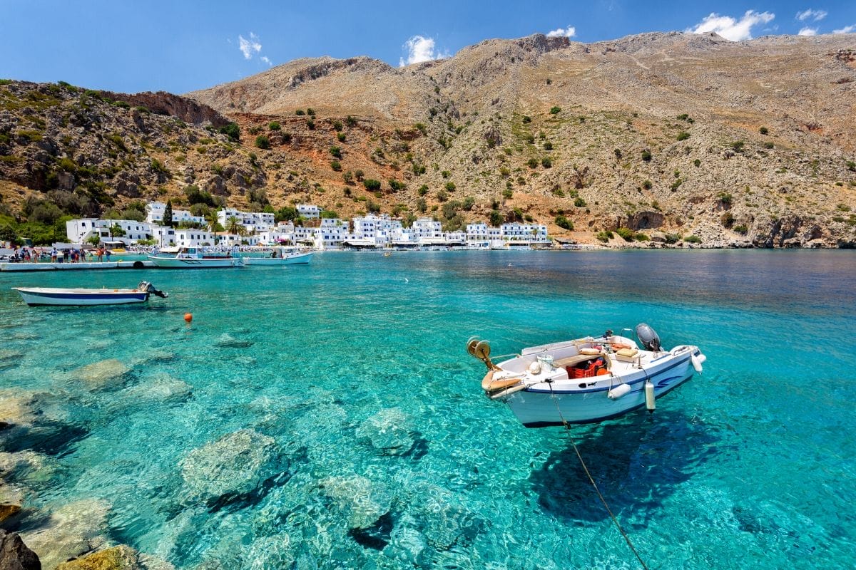 Crystal clear blue waters on the island of Crete, Greece