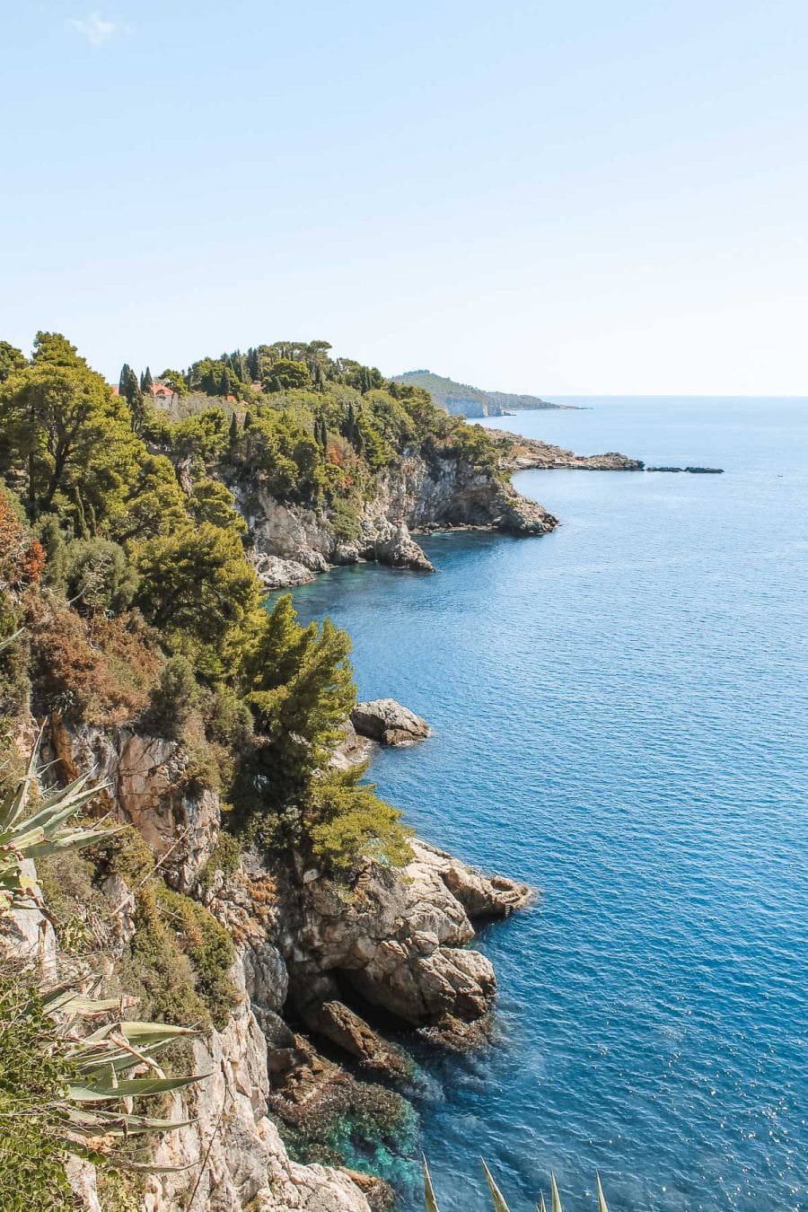 View of the blue coastline in Dubrovnik, Croatia
