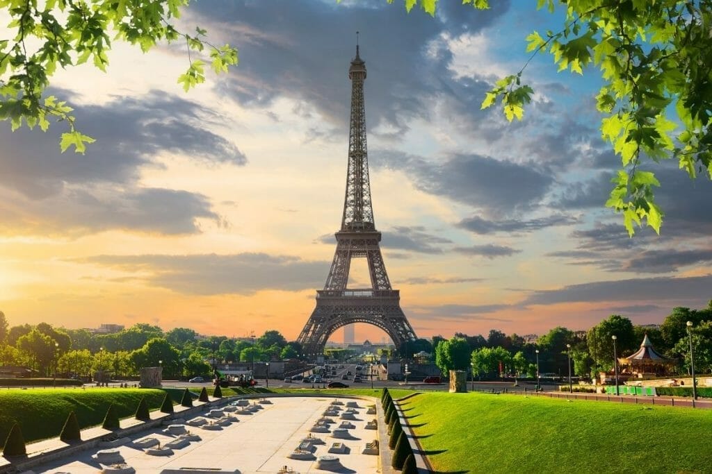 Eiffel Tower in Paris at sunset