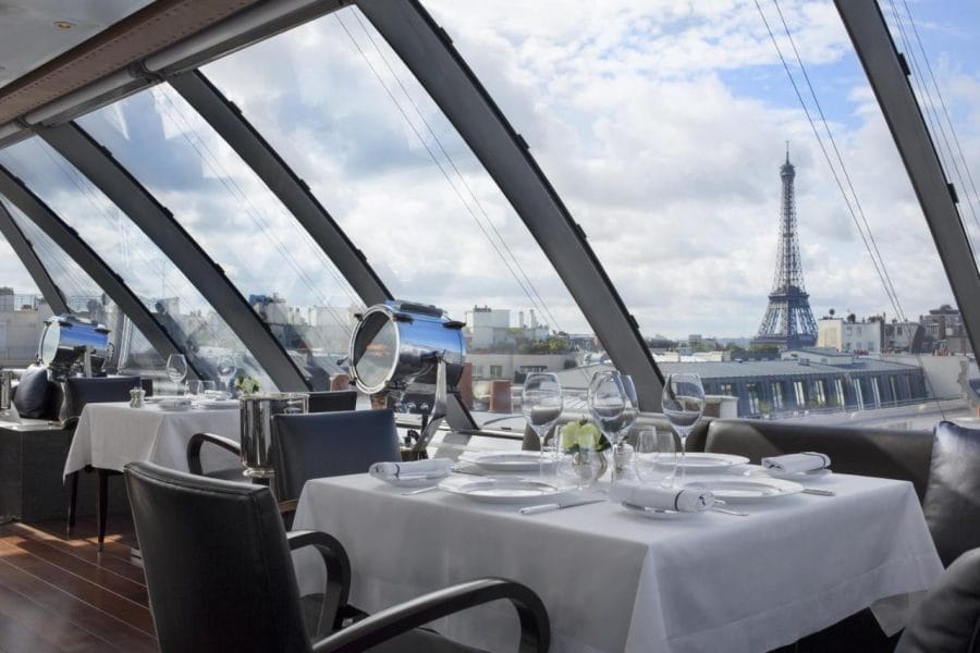 The restaurant in The Peninsula Paris, one of the best hotels in Paris with Eiffel Tower view