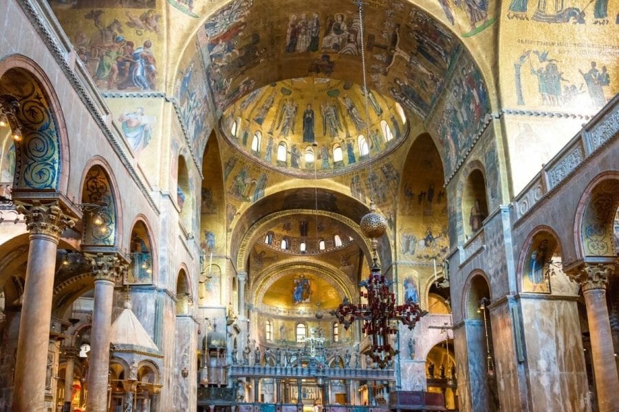 Interior of St. Mark's Basilica in Venice, Italy