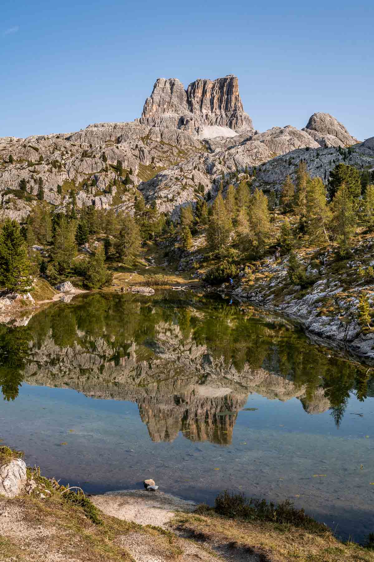 Reflections in Lago di Limides in the Dolomites