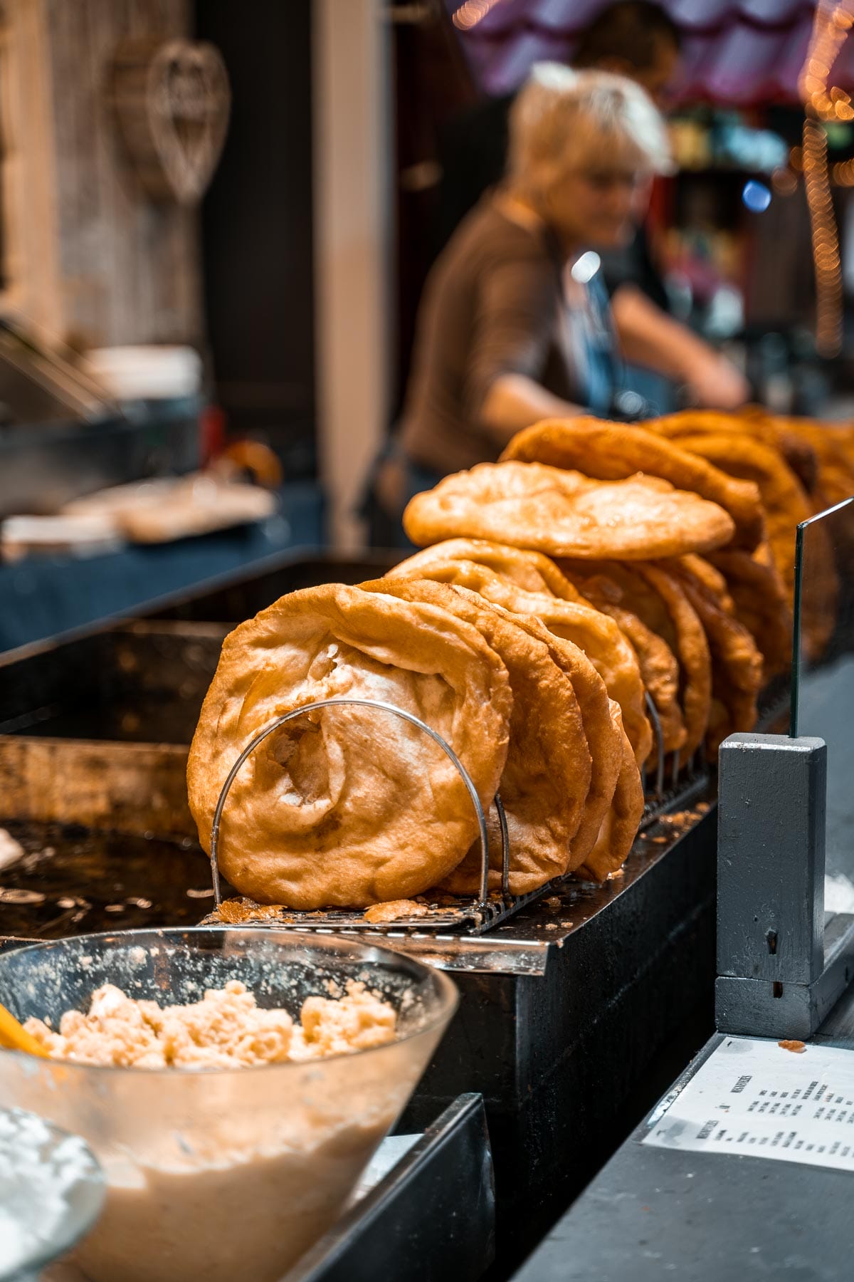 Lángos at the Christmas markets in Budapest