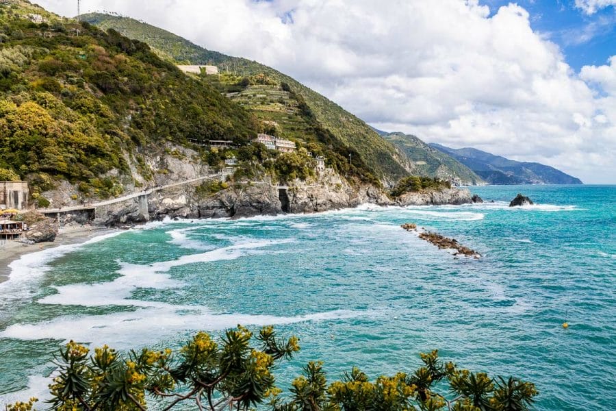 Panoramic view of the coastline at Cinque Terre, Italy