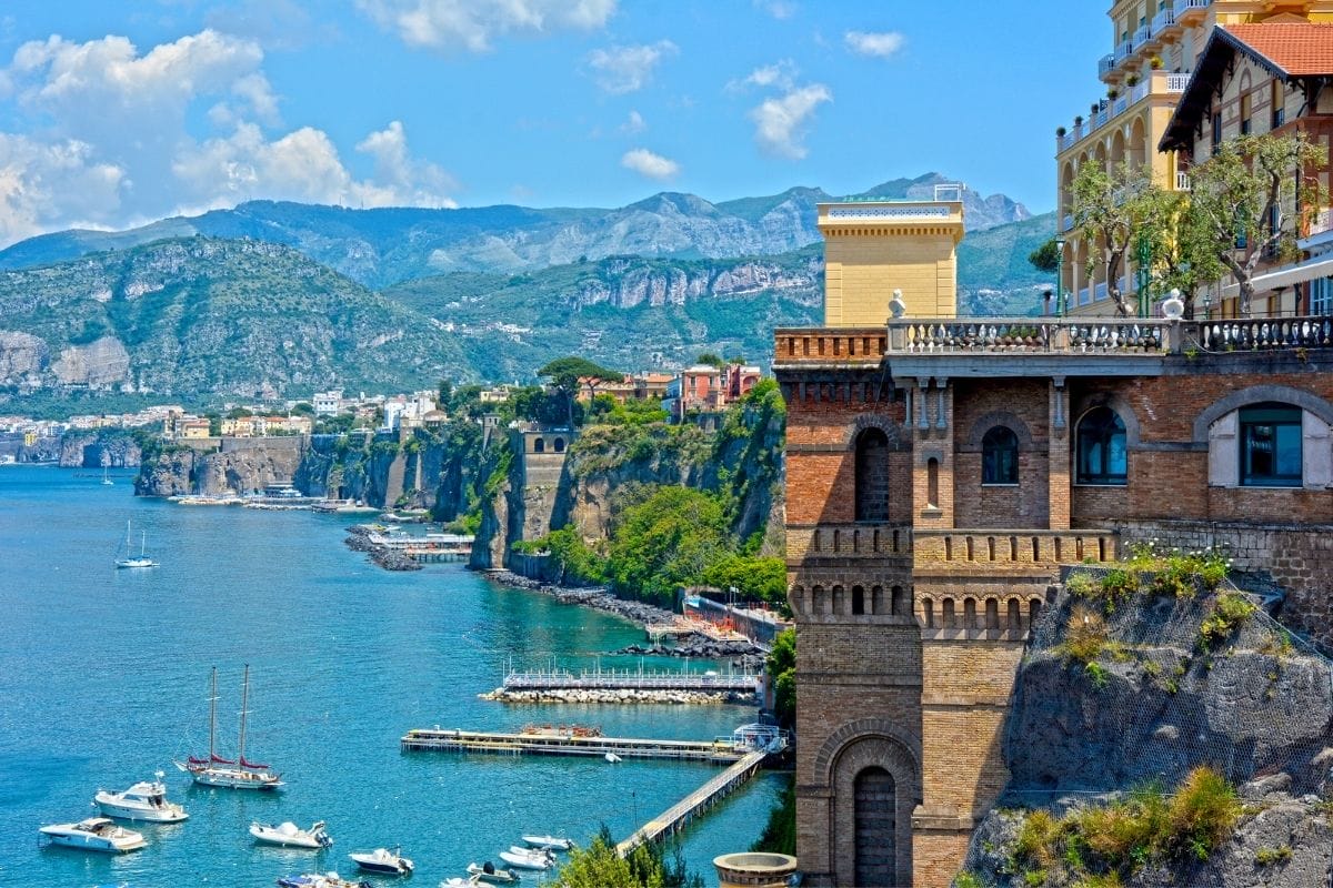 Panoramic view of the coastline in Sorrento, Italy