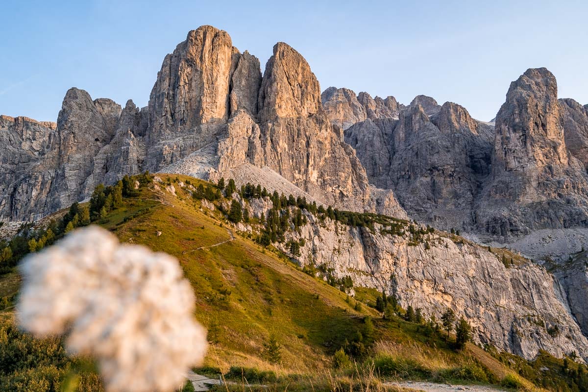 Sunset at Passo Gardena in the Dolomites