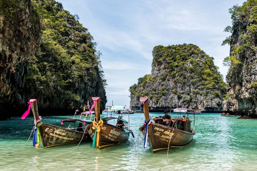 Boats on the water in Phuket, Thailand