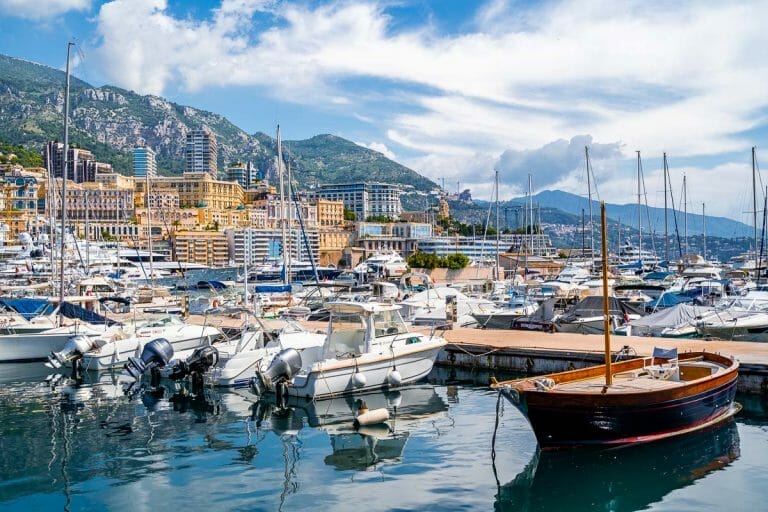 Beautiful yachts in Port Hercules in Monaco