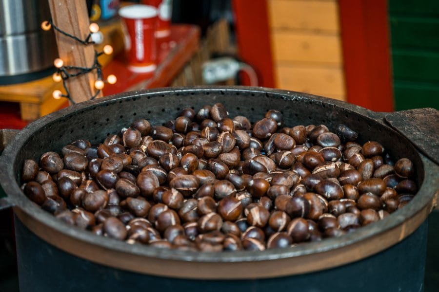 Roasted chestnut at the Christmas markets in Budapest
