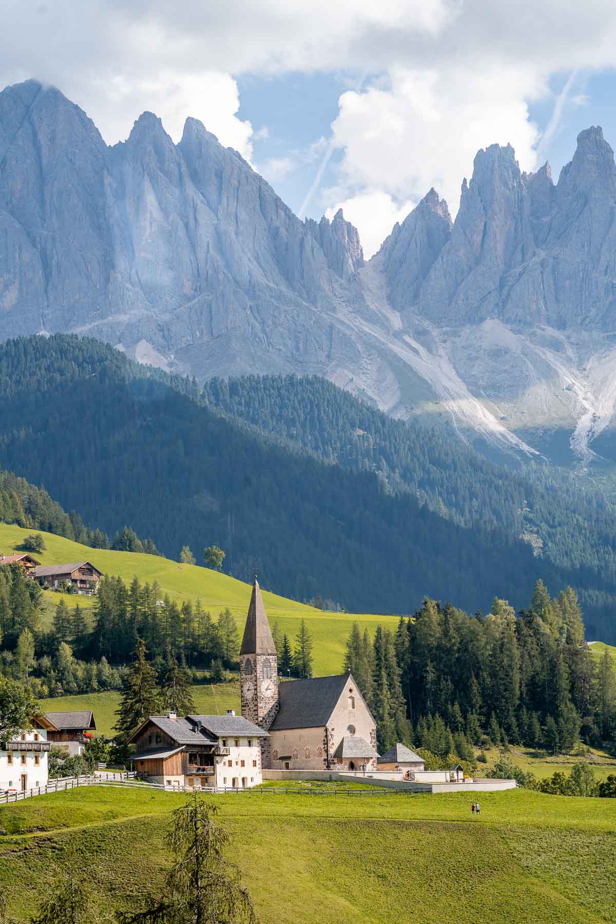 View of Santa Maddalena Church in Val di Funes, Dolomites