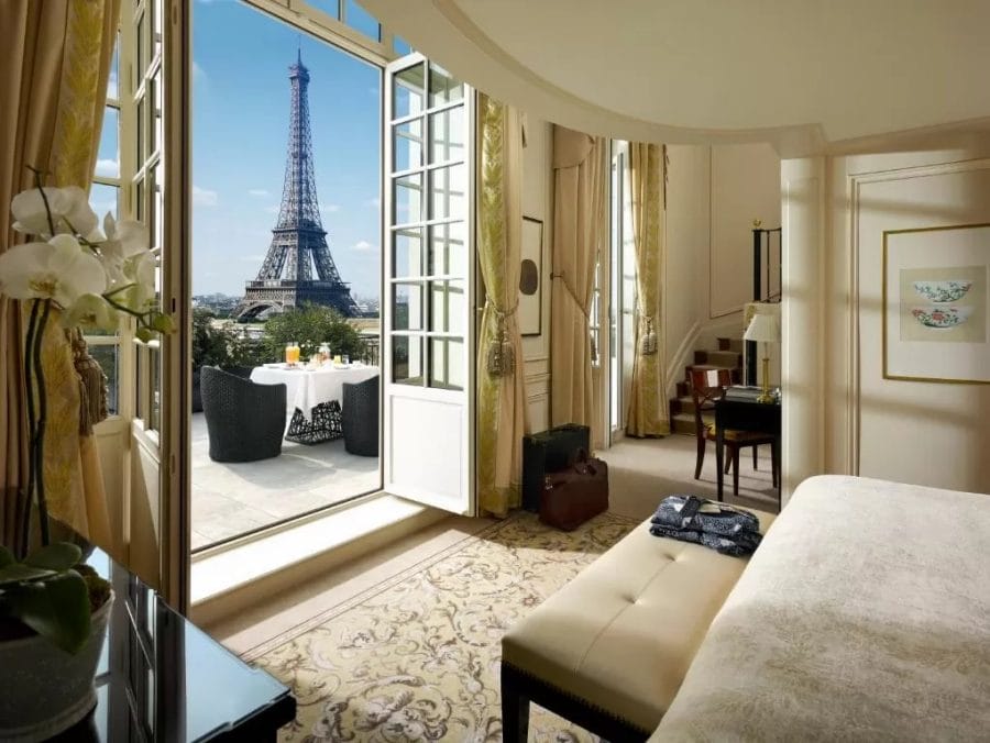 Beautiful suite at Shangri-La Paris, one of the best hotels with Eiffel Tower view