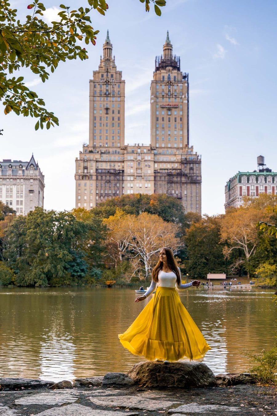 Girl in yellow dress in Central Park, New York