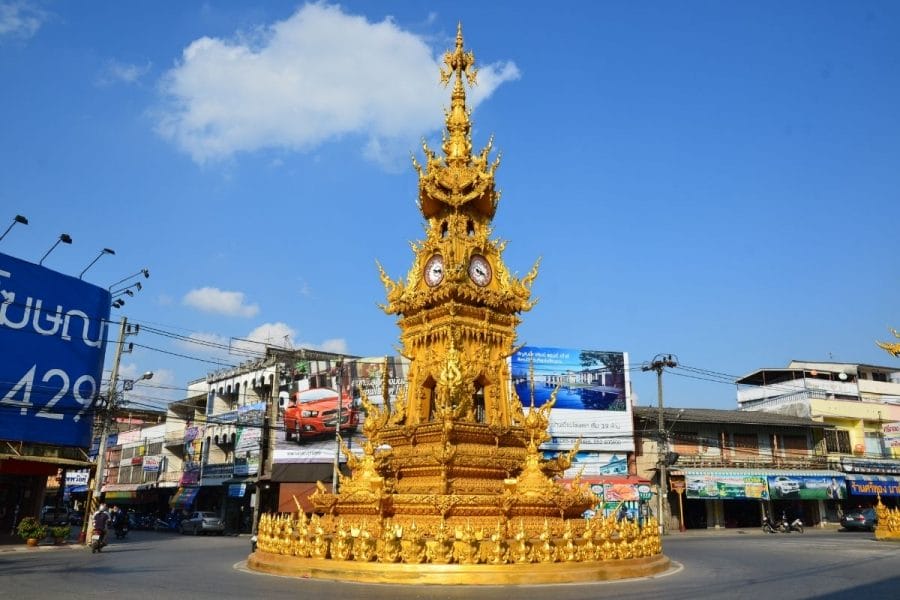 Golden Clock Tower in Chiang Rai