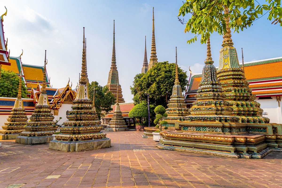Stupas at Wat Pho in Bangkok, Thailand