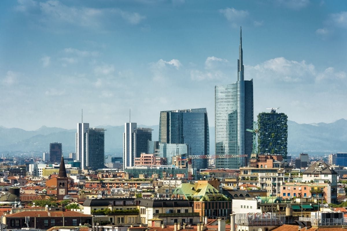 Milan skyline with modern skyscrapers
