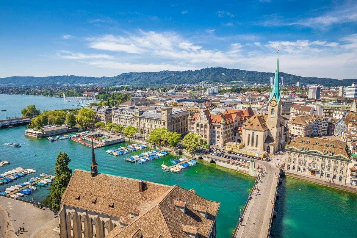 Aerial view of Zurich, Switzerland