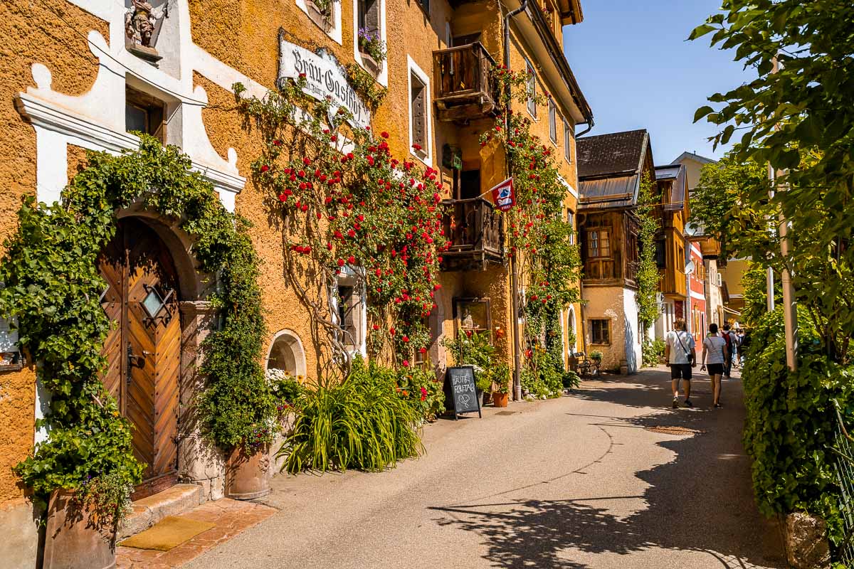 Cute street in Hallstatt, Austria