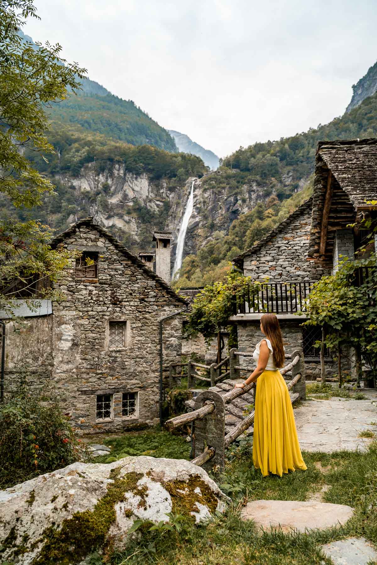 Girl in a yellow skirt at Foroglio, Switzerland