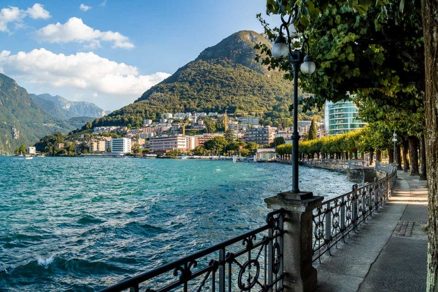 Lakeside promenade at Lugano, Switzerland