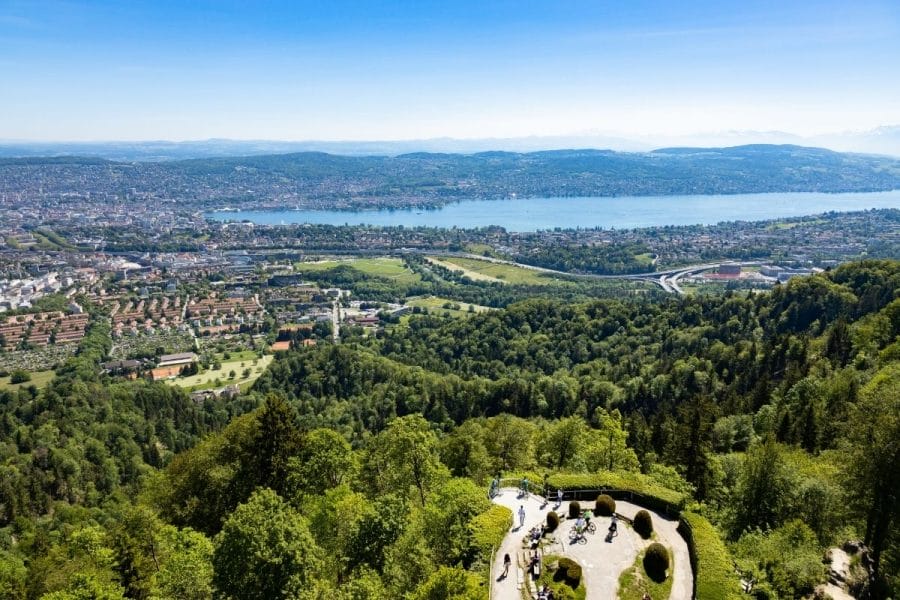Panoramic view of Zurich from Uetliberg Viewpoint