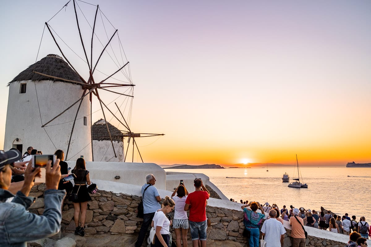 Sunset at the windmills in Mykonos