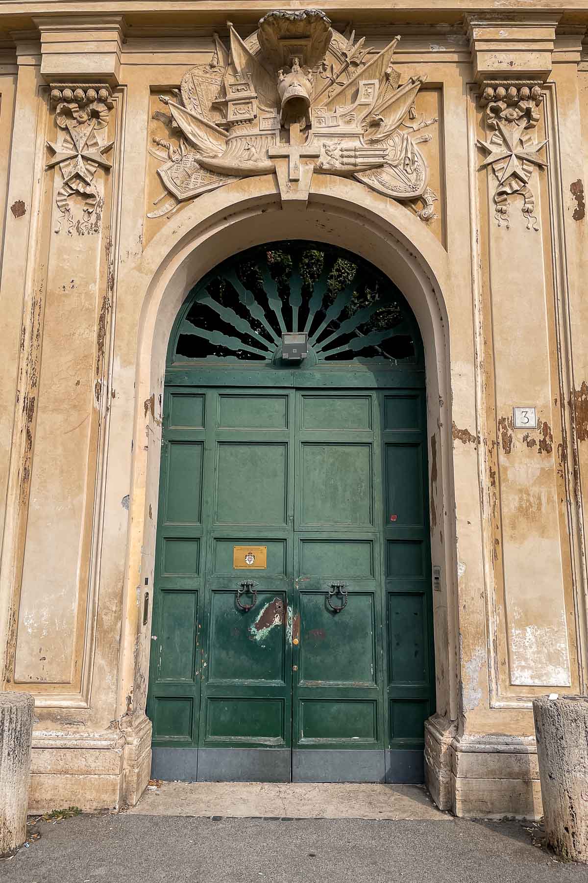 The door of the Aventine Keyhole in Rome, Italy