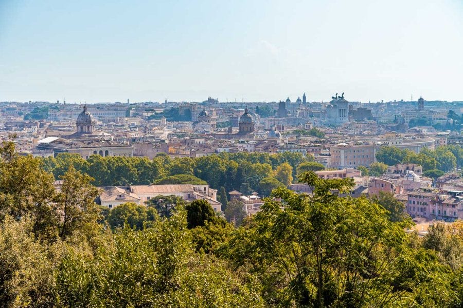 Panoramic view from Belvedere di Gianicolo in Rome, Italy