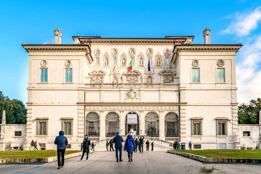 Exterior of the Borghese Gallery in Rome, Italy