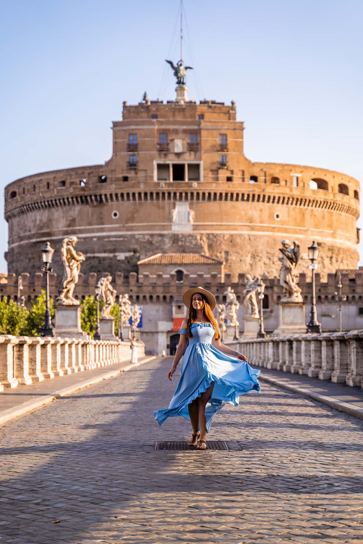 Castel Sant' Angelo with a girl in a blue dress