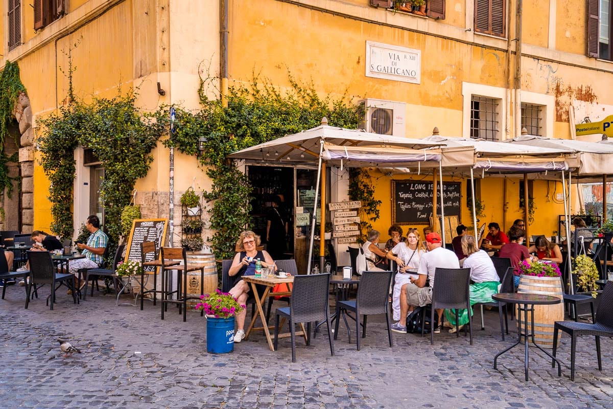 Restaurant in the Trastevere neighborhood in Rome, Italy
