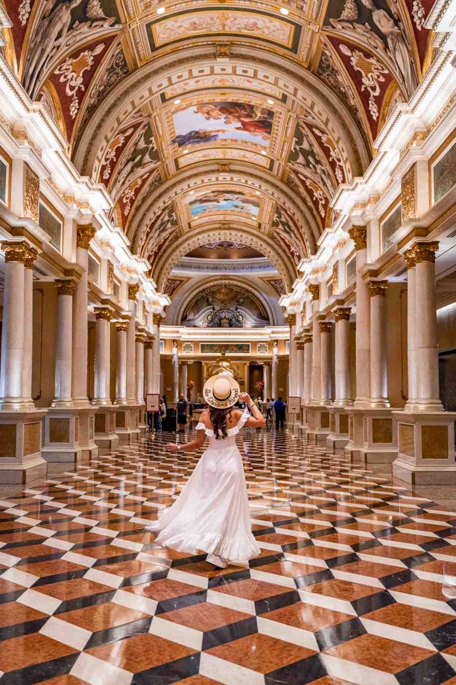 Girl in white dress at the Lobby at the Venetian Las Vegas