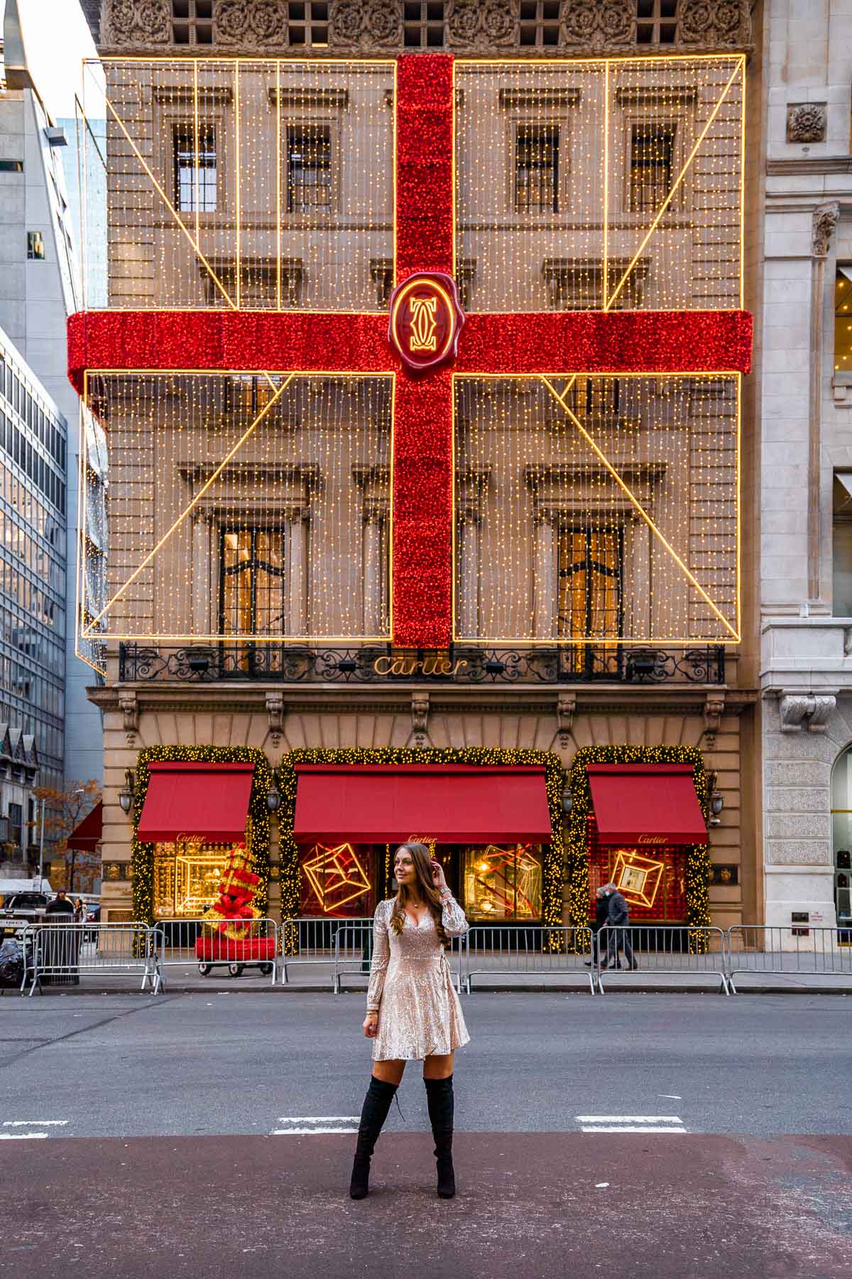 Cartier festive decoration, one of the best NYC Christmas photo spots