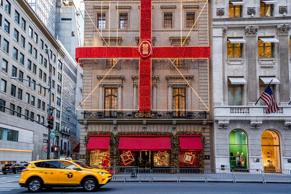 Christmas decor at Cartier New York