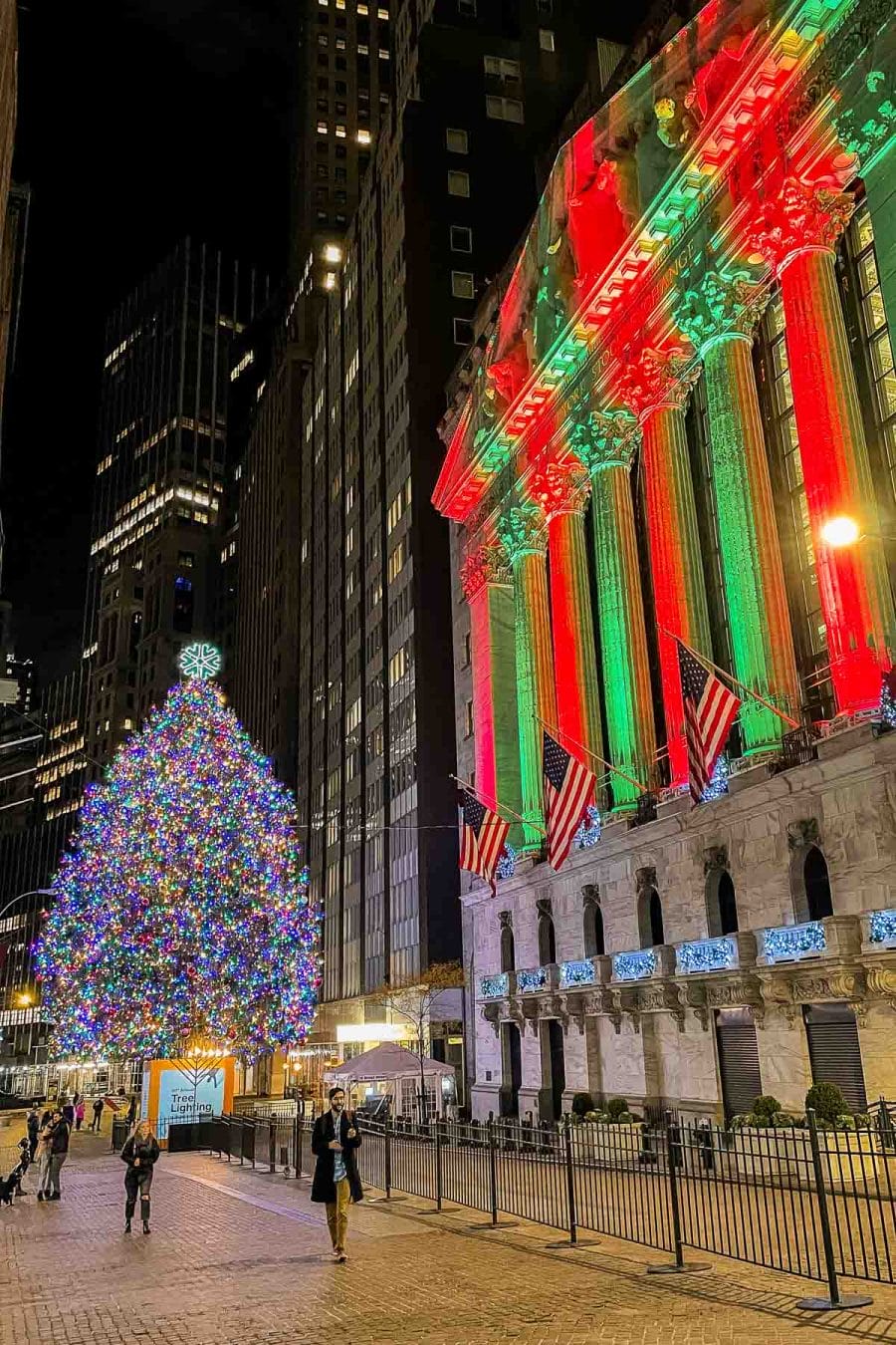 Wall Street at Christmas in New York